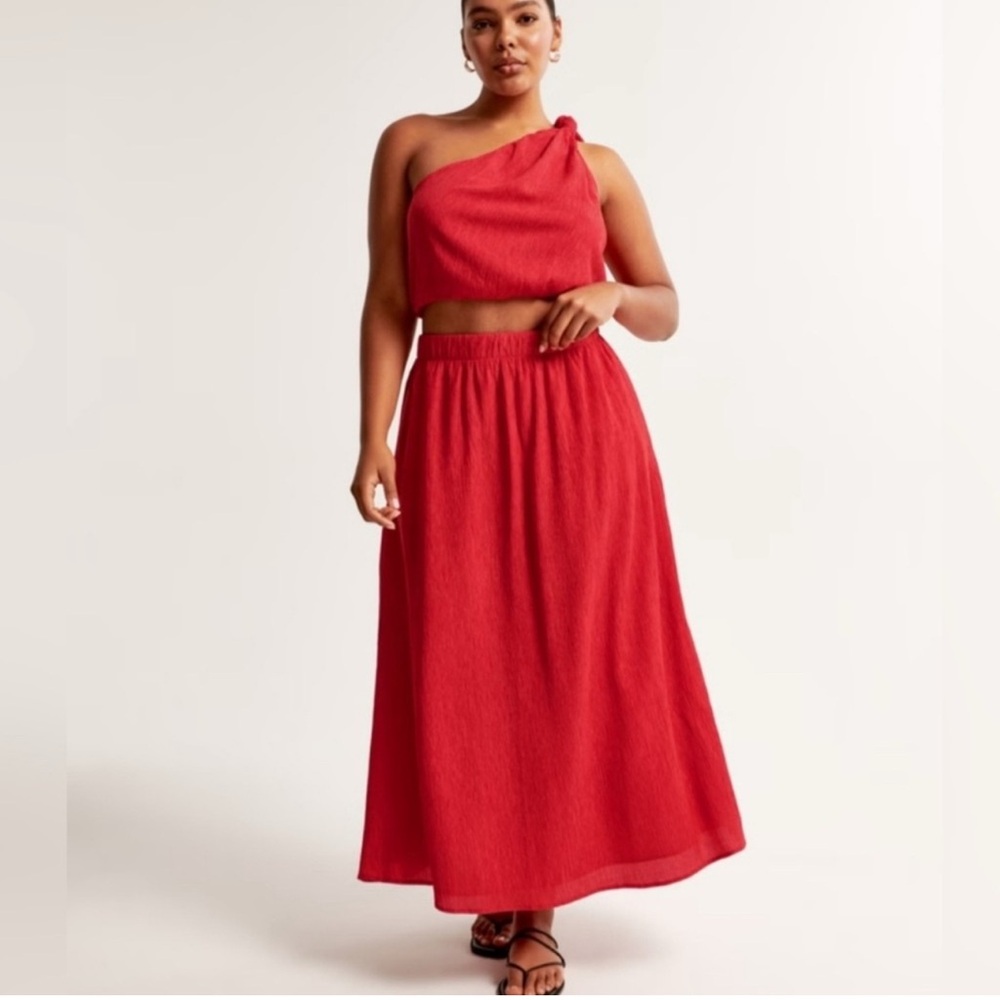 Abercrombie & Fitch - Red/Orange One-Shoulder Maxi Skirt & Top